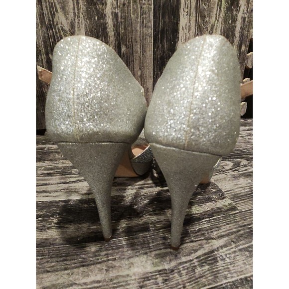 DE BLOSSUM Womens Shoes Heels Metallic Silver Stiletto Platform VICE Size 8.5 - Picture 3 of 7